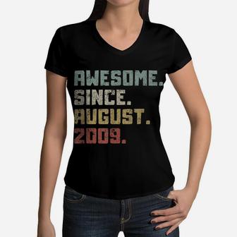 Awesome Since August 2009 12Th Birthday 12 Years Old Boy Kid Women V-Neck T-Shirt | Crazezy AU