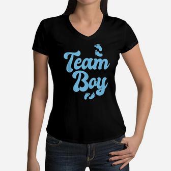Baby Shower Gender Reveal Team Boy Women V-Neck T-Shirt - Monsterry UK