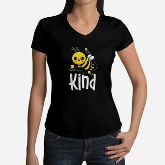 Bee Kind Women Kids Kindness Matters Teacher Gift Women V-Neck T-Shirt | Crazezy CA