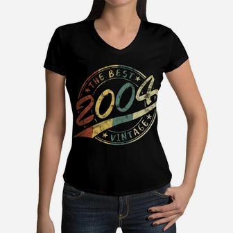 Best Vintage Born 2004 Boy Or Girl Birthday Sweatshirt Women V-Neck T-Shirt | Crazezy