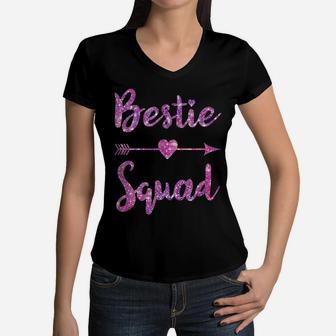 Bestie Squad Best Friend Bff Matching Couple Love Girls Trip Women V-Neck T-Shirt | Crazezy