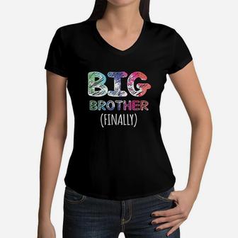 Big Brother Finally For Boys Toddlers Big Brother 2021 Women V-Neck T-Shirt - Thegiftio UK