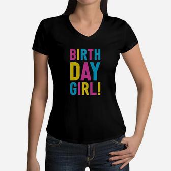 Birthday Girl Its My Birthday 90S Style Retro Girls Fitted Women V-Neck T-Shirt | Crazezy CA