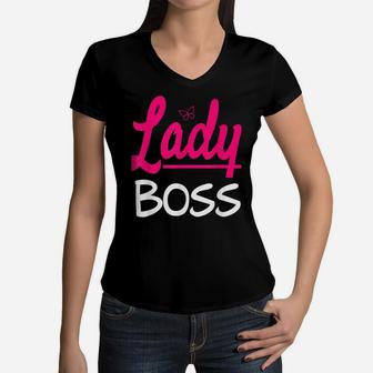 Boss Supervisor Leader Manager Lady Friend Butterfly Girl Women V-Neck T-Shirt | Crazezy UK