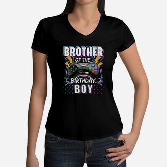 Brother Of The Birthday Boy Matching Video Game Women V-Neck T-Shirt | Crazezy DE