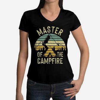Cool Master Campfire Funny Camping Gift For Kids Men Women Women V-Neck T-Shirt | Crazezy DE