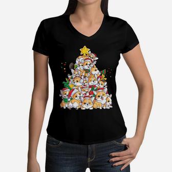Corgi Christmas Tree Dog Santa Merry Corgmas Xmas Gifts Boys Sweatshirt Women V-Neck T-Shirt | Crazezy CA