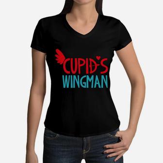 Cupids Wingman Boy Valentine Gifts Women V-Neck T-Shirt - Thegiftio
