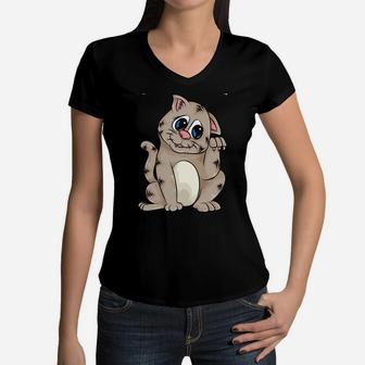 Cute Cat Gift For Boys Men Feline Cat Kitten Animal Lovers Sweatshirt Women V-Neck T-Shirt | Crazezy