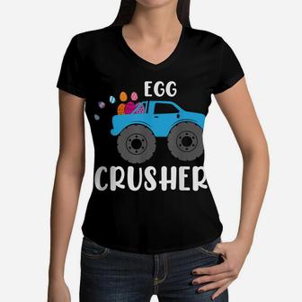 Cute Easter Egg Crusher Monster Truck Boys Kids Teens Women V-Neck T-Shirt | Crazezy DE
