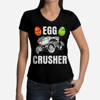 Cute Easter Egg Crusher Monster Truck Boys Kids Teens Women V-Neck T-Shirt | Crazezy UK