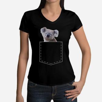 Cute Koala Gift Funny Pocket For Men Women Girls Boys Women V-Neck T-Shirt | Crazezy UK