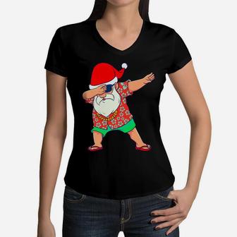 Dabbing Santa, Christmas In July, Summer Xmas Men Kids Boys Women V-Neck T-Shirt | Crazezy UK