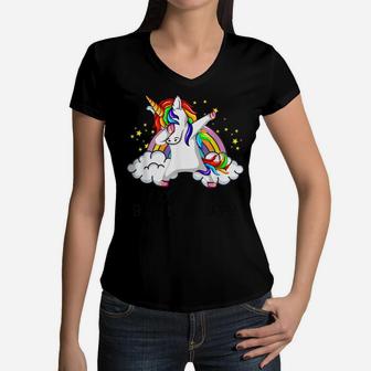 Dabbing Unicorn Girl Party Gift Unicorns Are Born In January Women V-Neck T-Shirt | Crazezy DE