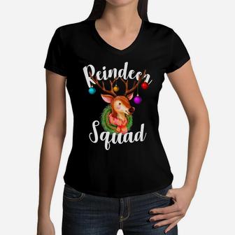 Deer Squad Christmas Gift For Kids Funny Xmas Matching Women V-Neck T-Shirt | Crazezy UK
