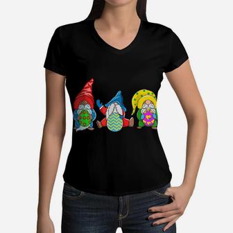 Easter Day Gnomes Easter Egg Hunting Costume For Kids Women V-Neck T-Shirt | Crazezy CA