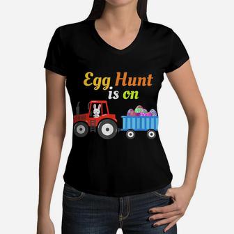 Egg Hunt Is On Clothing Easter Day Gift Ideas Men Women Kids Women V-Neck T-Shirt | Crazezy