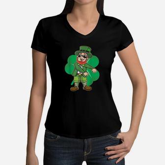 Flossing Leprechaun St Patricks Day Kids Boys Gift Women V-Neck T-Shirt | Crazezy UK
