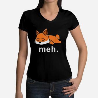 Fox Meh Funny Internet Meme Gifts Women Men Kids Women V-Neck T-Shirt | Crazezy