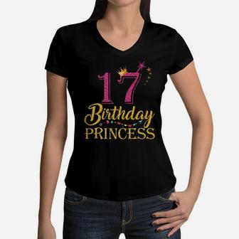 Funny 17Th Birthday Princess 17 Year Old Girls 17Th Birthday Women V-Neck T-Shirt | Crazezy