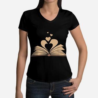 Funny Book Lover Design Men Women Kids Bookworm Librarian Women V-Neck T-Shirt | Crazezy