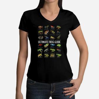 Funny Frog Lovers For Kids Women Men Ultimate Frog Guide Women V-Neck T-Shirt | Crazezy