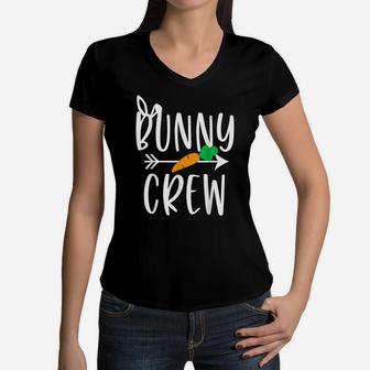 Funny Girls Boys Cousin Team For Easter Egg Hunt Bunny Crew Women V-Neck T-Shirt | Crazezy