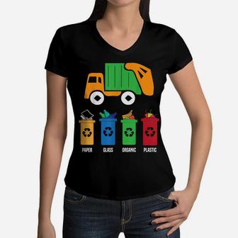 Garbage Recycling Trash Truck Kid Boy Toddler Gift T Shirt Women V-Neck T-Shirt | Crazezy AU