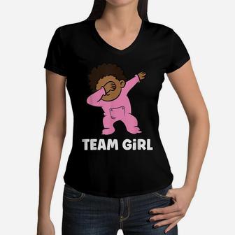 Gender Reveal Baby Shower Team Girl Women V-Neck T-Shirt | Crazezy AU