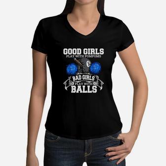 Good Girls Bad Girls Pool Player Billiards Women V-Neck T-Shirt | Crazezy DE