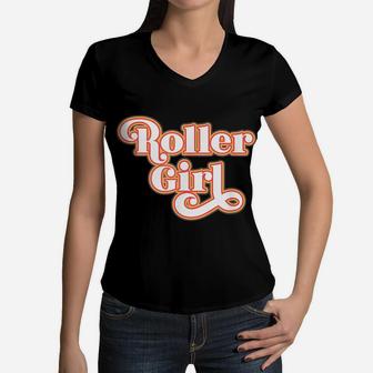 Groovy Vintage 70S Roller Disco Retro Roller Girl Women V-Neck T-Shirt | Crazezy AU
