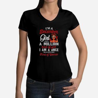 I Am A December Girl Birthday Women V-Neck T-Shirt | Crazezy