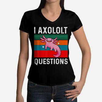 I Axolotl Questions Fish Cute Kawaii Kids Men Retro Vintage Women V-Neck T-Shirt | Crazezy