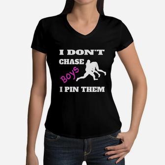 I Do Not Chase Boys I Pin Them Women V-Neck T-Shirt | Crazezy CA