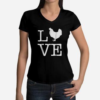 I Love Chickens Funny Chicken Lover Kids Gift Women V-Neck T-Shirt | Crazezy CA