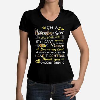 I'm A November Girl Flower Shirt For Birthday Women V-Neck T-Shirt | Crazezy