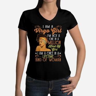 I'm A Virgo Girl Black Women Shirt Virgo Girl Women V-Neck T-Shirt | Crazezy