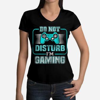 I'm Gaming Funny Gamer Video Games Gifts Boys Men Teenager Women V-Neck T-Shirt | Crazezy