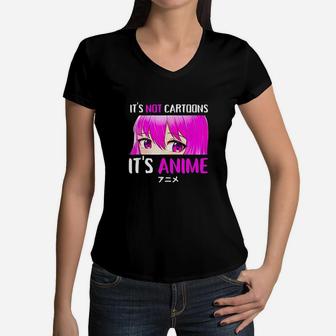 Its Not Cartoons Its Girl Manga Lover Teen Girls Gift Women V-Neck T-Shirt | Crazezy CA