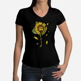 January Girls 1956 Sunflower Gift 65 Years Old Made In 1956 Women V-Neck T-Shirt | Crazezy