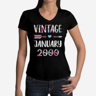 January Girls 2000 Birthday Gift 21 Years Old Made In 2000 Women V-Neck T-Shirt | Crazezy