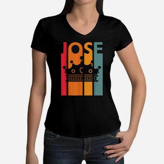 Jose Gift Idea For Boys Men Retro First Name Vintage Jose Women V-Neck T-Shirt | Crazezy CA