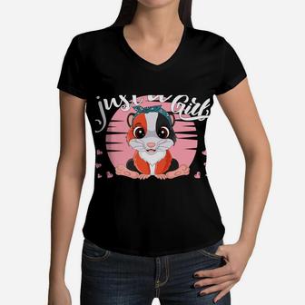 Just A Girl Who Loves Guinea Pigs Cute Pigs Lover Girls Kids Sweatshirt Women V-Neck T-Shirt | Crazezy DE