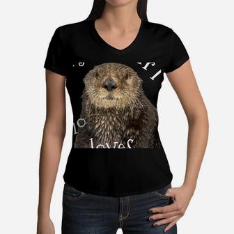 Just A Girl Who Loves Otters Cute Gifts For Women And Girls Women V-Neck T-Shirt | Crazezy