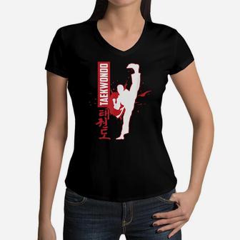 Karate Martial Arts Sport Gift Taekwondo For Men Boys Kids Women V-Neck T-Shirt | Crazezy CA