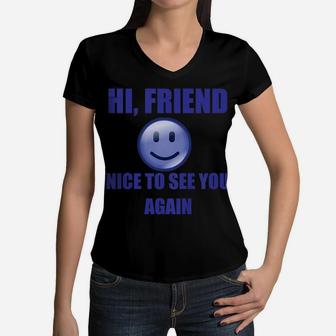 Kids Hi Friend Nice To See You Again Back To School Blue Boy's Women V-Neck T-Shirt | Crazezy DE