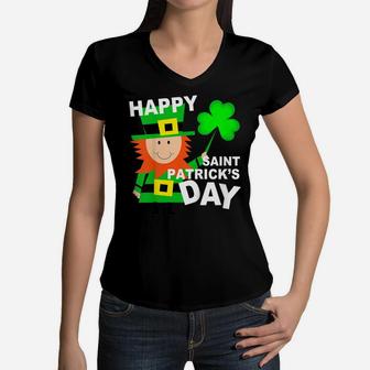 Kids Leprechaun Gift For Boys Girls Happy Saint Patricks Day Women V-Neck T-Shirt | Crazezy DE