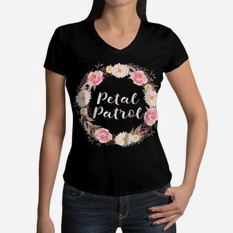 Kids Petal Patrol For Flower Girls - Boho Wedding Tee Women V-Neck T-Shirt | Crazezy CA