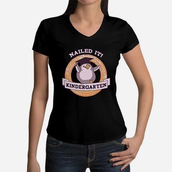 Kindergarten Graduate Graduation Gift Idea Cute Youth Kids Women V-Neck T-Shirt | Crazezy DE