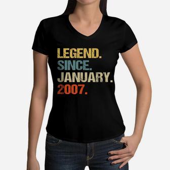 Legend Since January 2007 13 Years Old Boys Gifts Women V-Neck T-Shirt | Crazezy UK